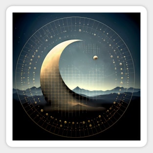 Moon Geometry 2: Moon Landscape on a Dark Background Sticker